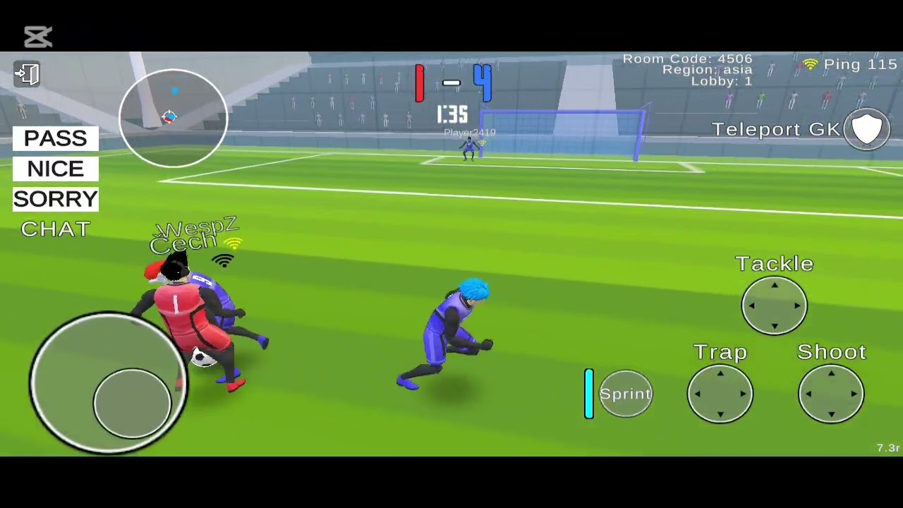 Playing a football game 