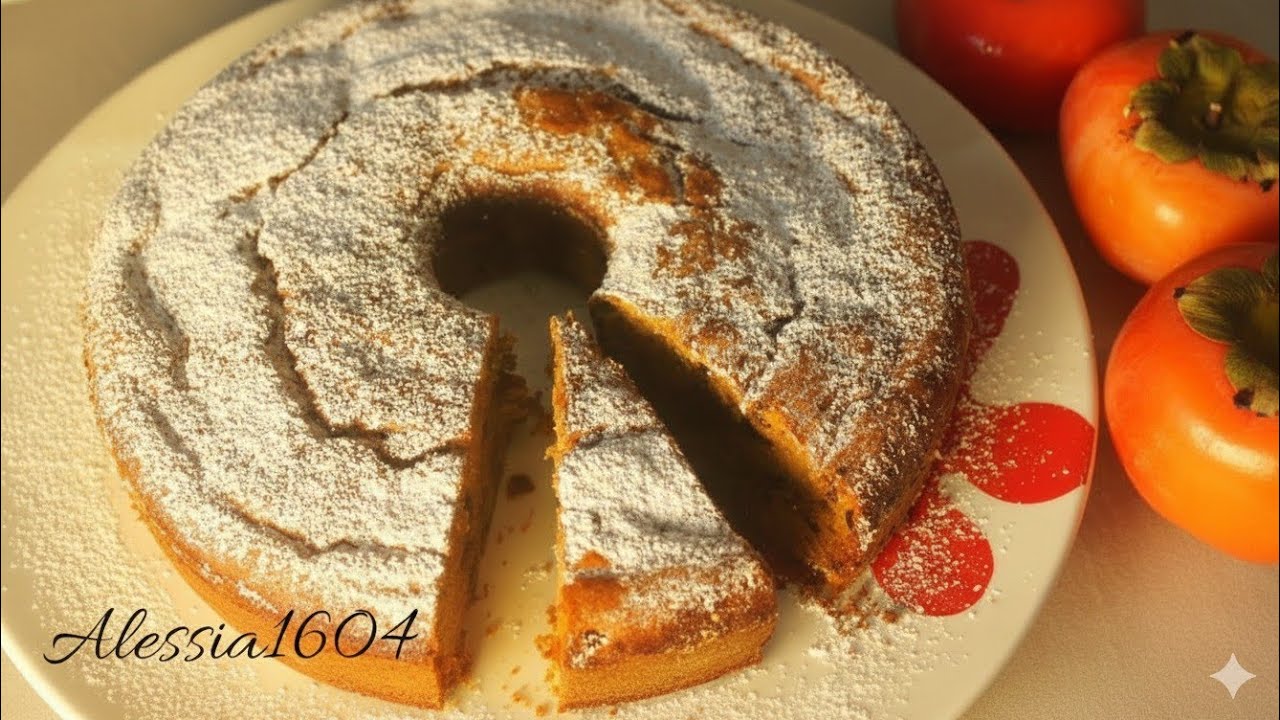 Torta di CACHI e gocce di CIOCCOLATO, senza BURRO sofficissima
