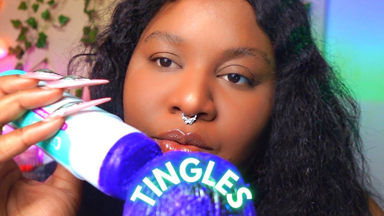 ASMR| Glue on microphone with long nails✨Brain melting trigger ✨🧠 