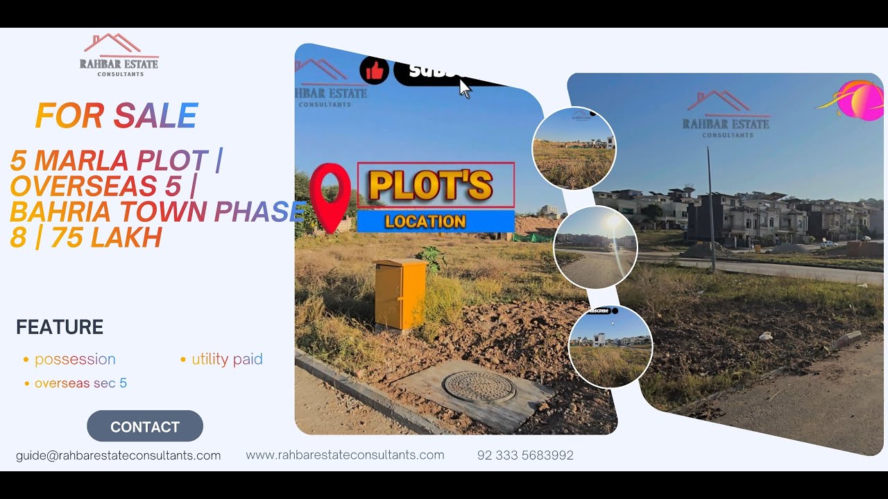 5 Marla Plot  Overseas 5  Bahria Town Phase 8  75 Lakh