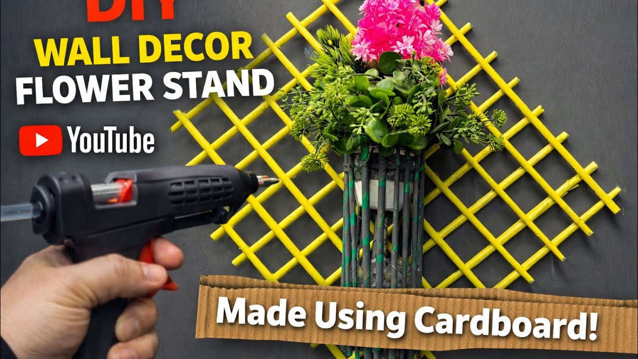 DIY Wall Decor Flower Stand | Beautiful Cardboard Craft for Home Decor