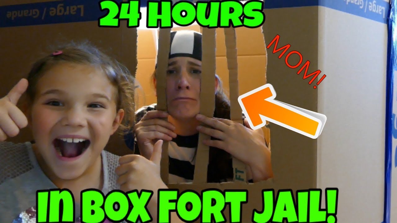 24 Hours In Box Fort Jail! Mom Goes To Box Fort Jail Overnight!