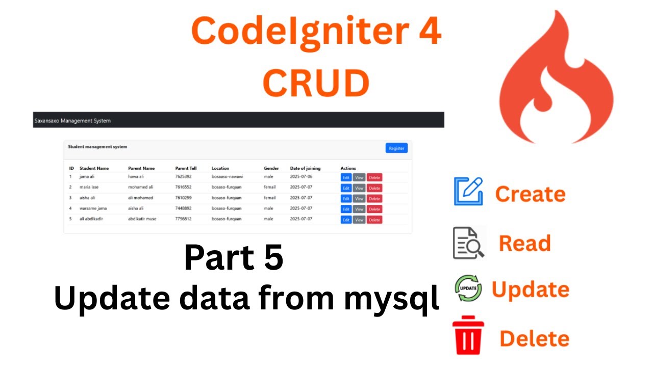 #5 How to Update data from mysql with Codigniter4 bootstrap table