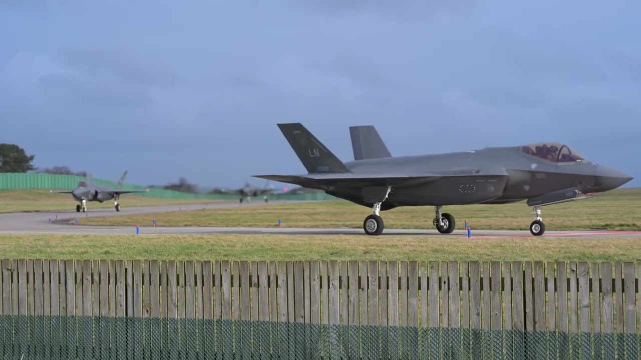 USAF F-35A 48th Fighter Wing - 4 Jets depart RAF Lossiemouth