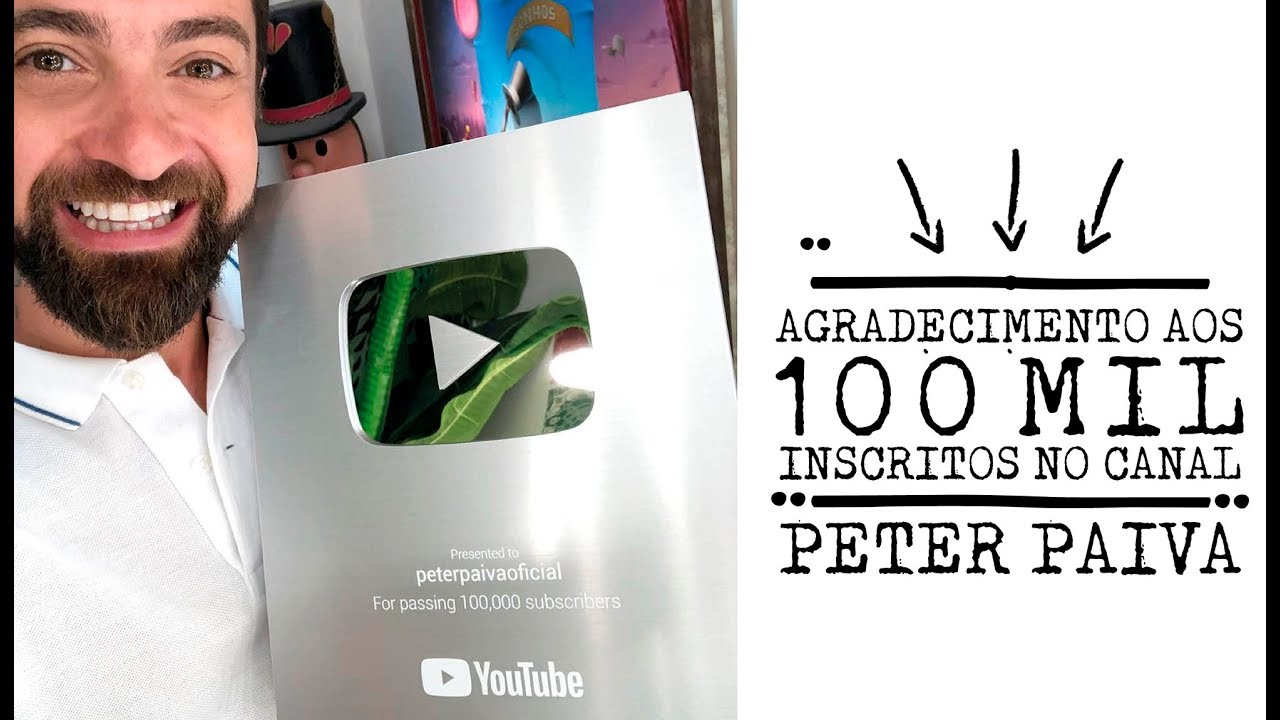 Placa de Prata do Youtube - 100 mil inscritos no Canal Peter Paiva