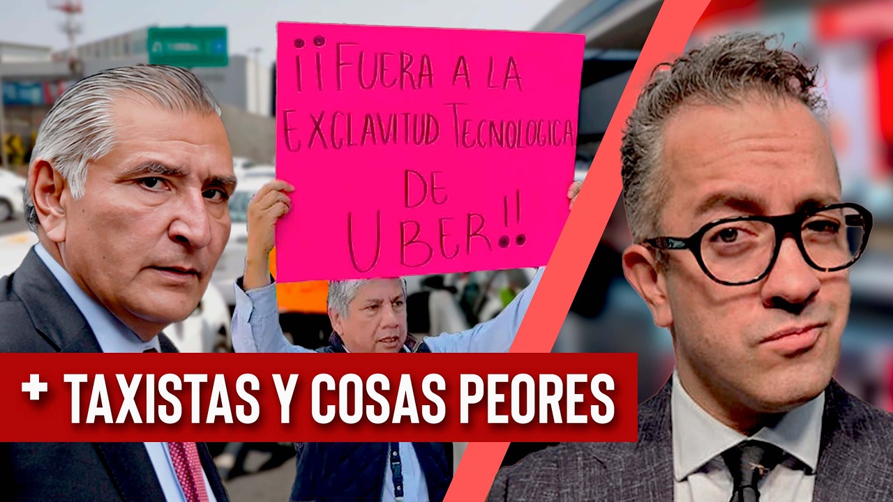 Ad&aacute;n Augusto HUYE de la prensa en taxi | TAXISTAS bloquean el AICM - EL PULSO DE LA REP&Uacute;BLICA
