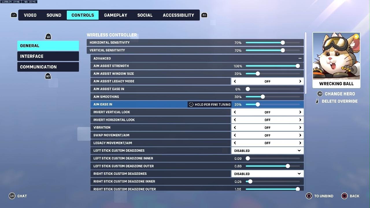 My Overwatch 2 console aim settings