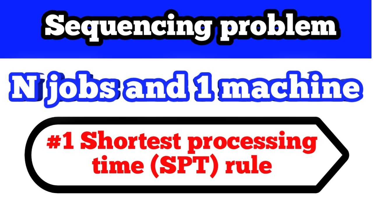 Sequencing problem || N jobs 1 machine || Shortest processing time rule