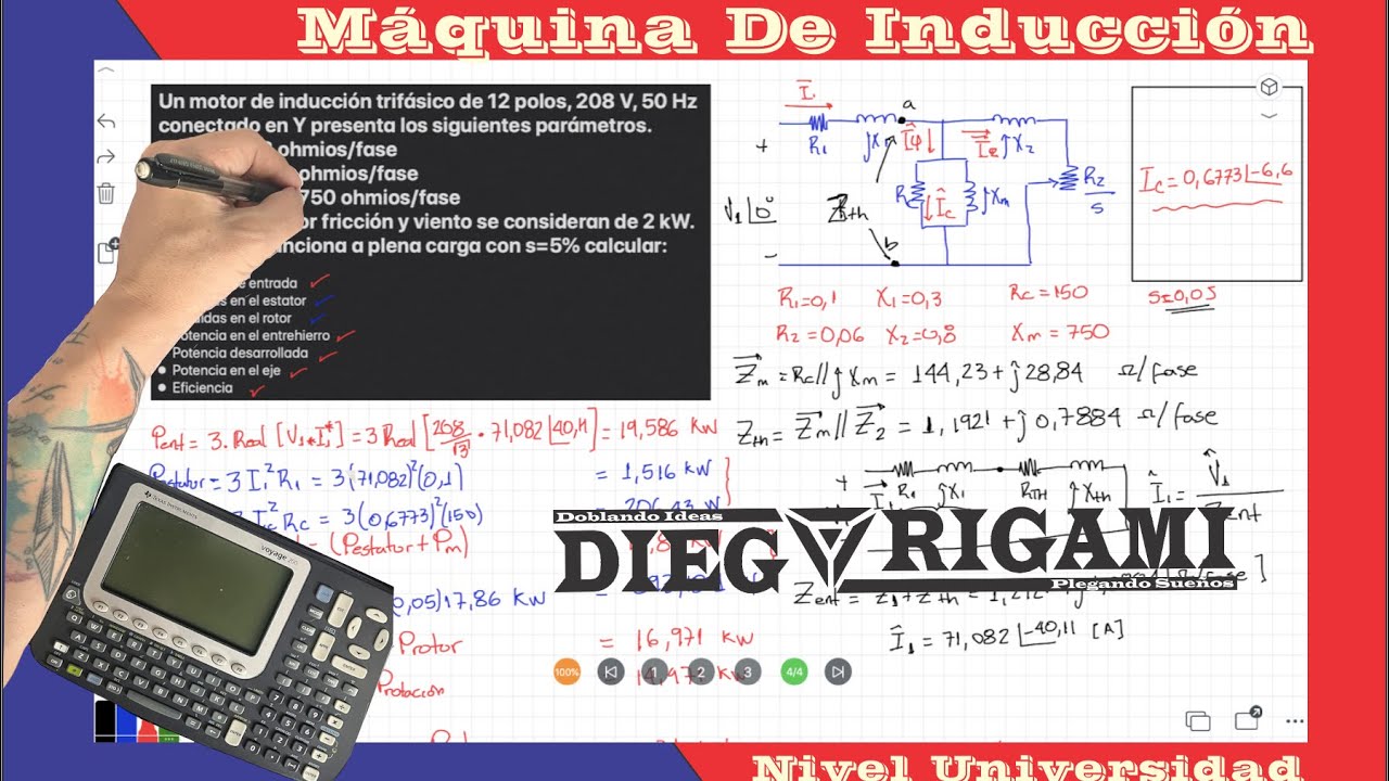 Motor de inducción: Calculo de potencias en un motor trifásico