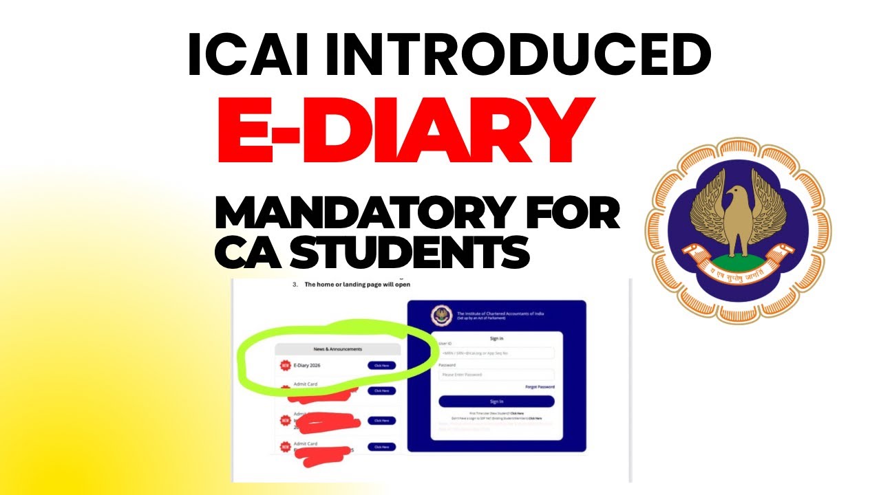 Breaking News | ICAI Introduced E-Diary | Mandatory For CA Students