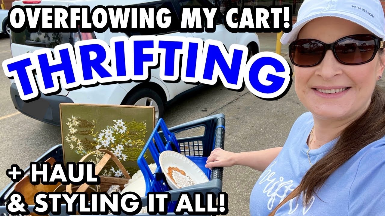 A FULL CART! Again! THRIFTING GOODWILL FOR HOME DECOR + SHOWING A STYLED HAUL