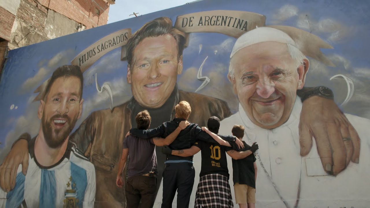 Conan's Mural with Messi and the Pope - Conan O'Brien Must Go