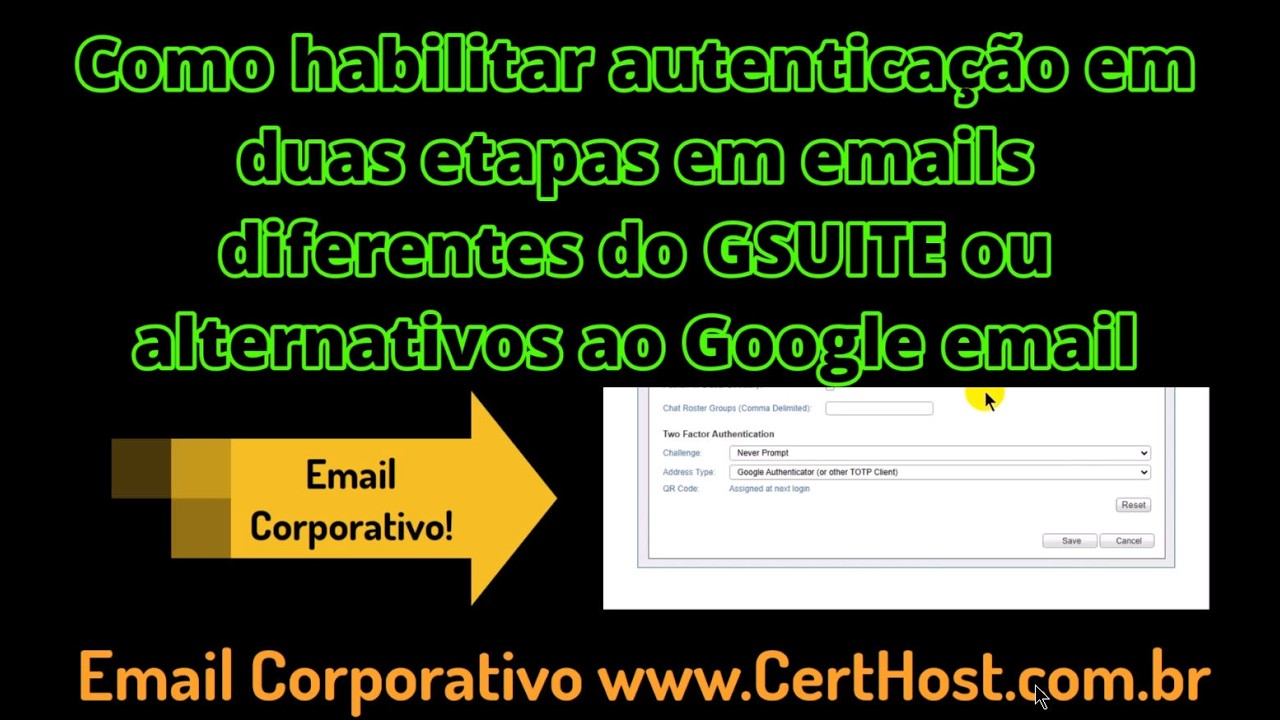 Como habilitar autenticacao de duas etapas em Email Alternativo ao GSUITE