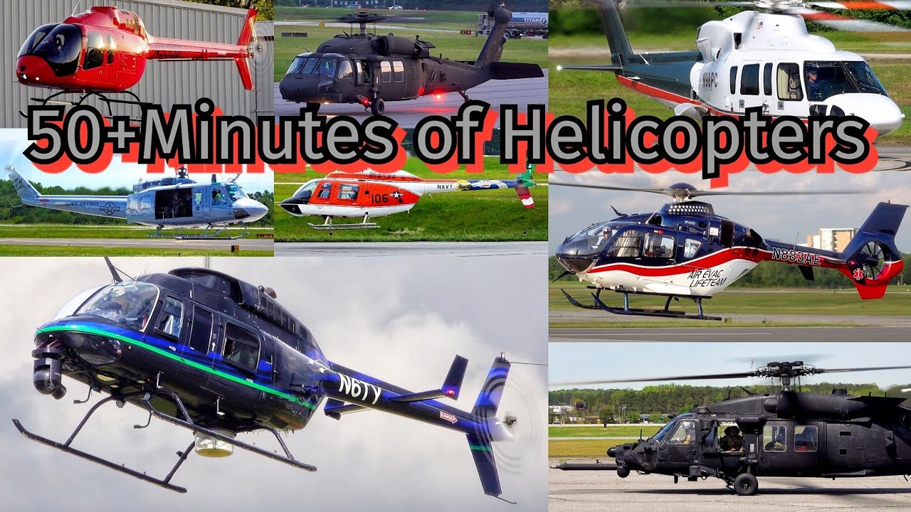 Bell-206,EC145,UH-1,BK117C-2,AS350,Bell-407,CH-47F,:50+Minutes Helicopters action 🎬