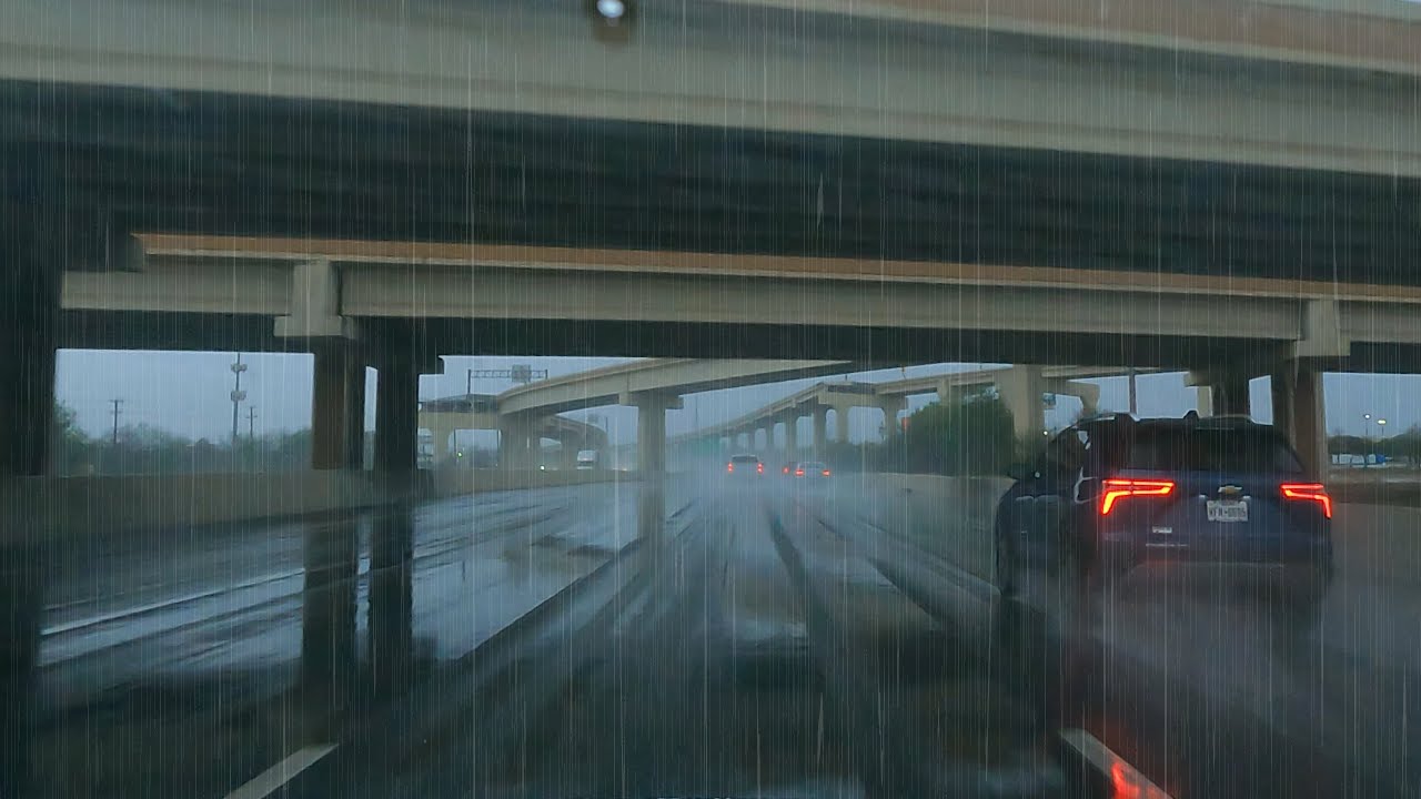 Driving Heavy Rain in Traffic Highway Road Noise Rain White Noise