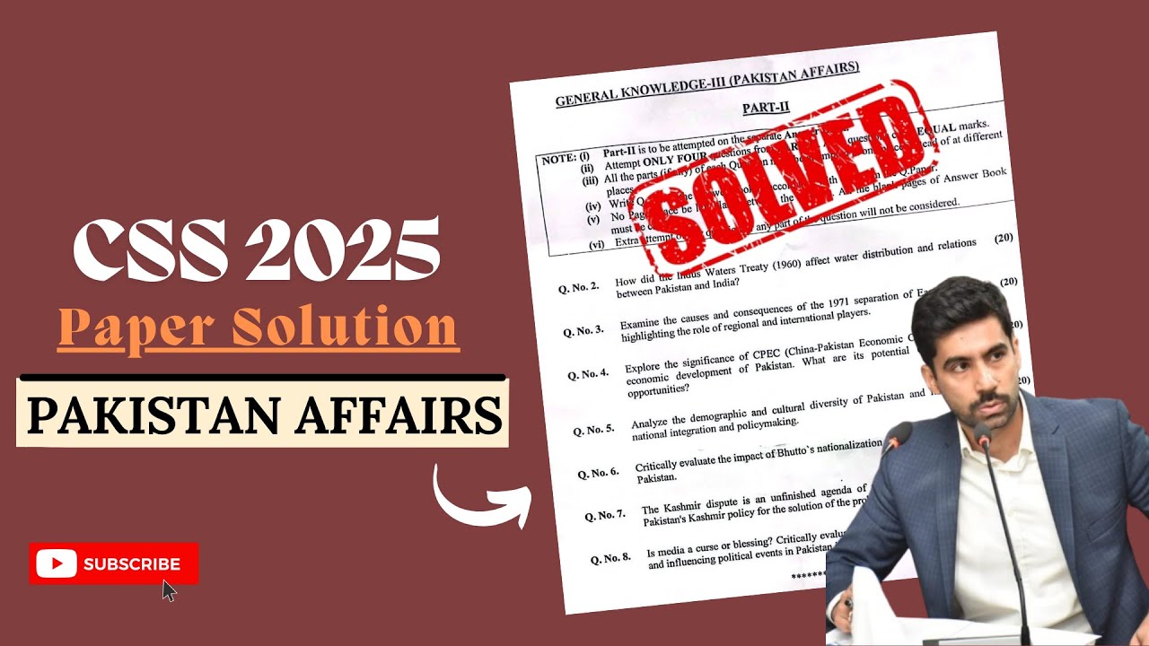SOLVED Pakistan Affairs 2025 Exam Paper | CSS | Expert Review