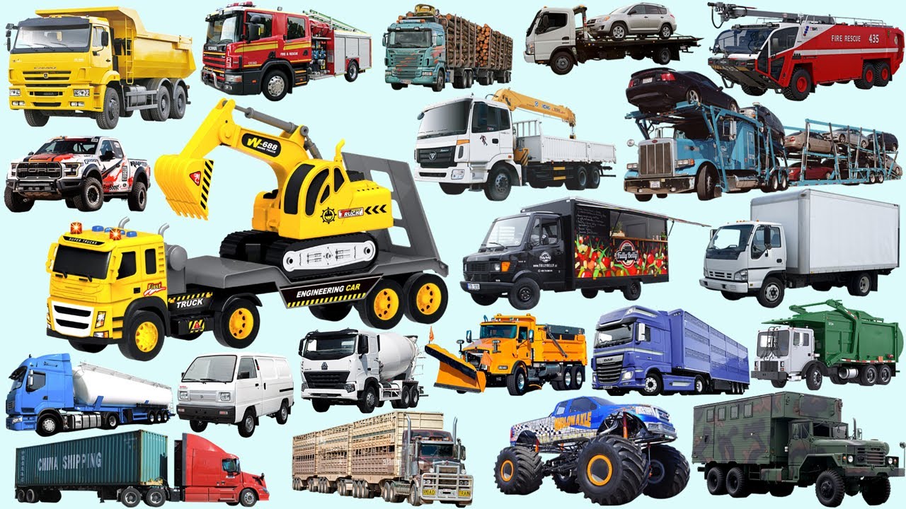 TRUCKS NAME COLLECTION | Learn Trucks Name English | Dump Truck, Fire Truck, Pickup Truck, Van truck