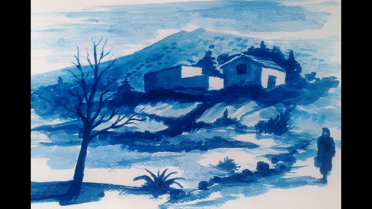 UNE AQUARELLE AVEC DU BLEU
