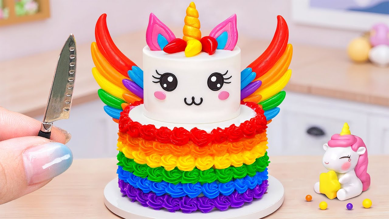 Unicorn Rainbow Cake Inspiration 🌈 Amazing Rainbow Tiny Cake Making DIY 😍 Unbox Overworld
