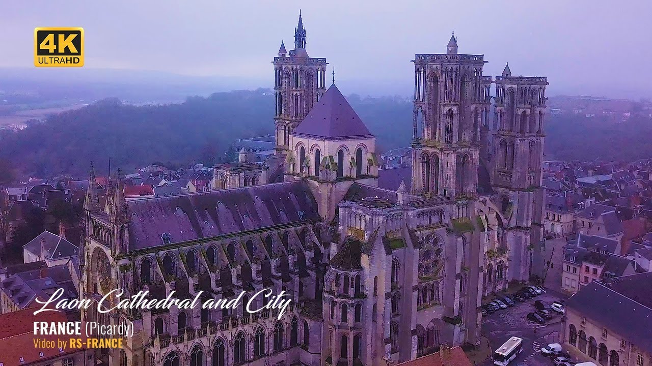 4K - Laon Cathedral and City - France (Picardy)
