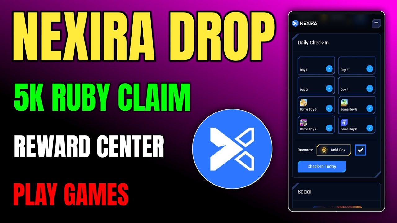 Nexira Airdrop 🔥 5000 Ruby Bonus | Reward Central Update & Gameplay Guide 🚀