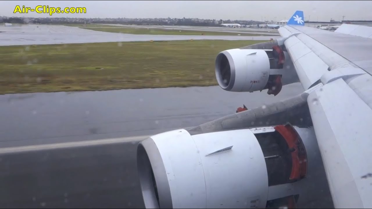 Airbus A340-300 severe storm landing into Sydney, GREAT wing views! [AirClips]