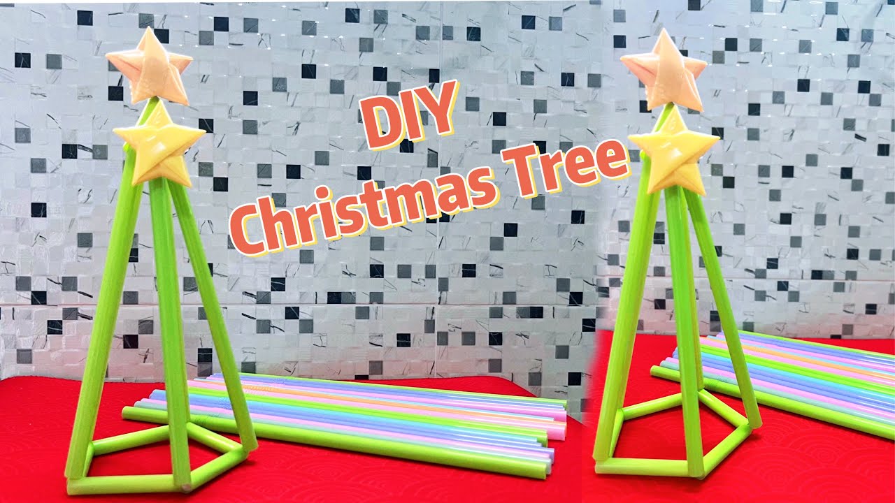 DIY Christmas tree with drinking straws 🎄| straw craft ideas for Christmas