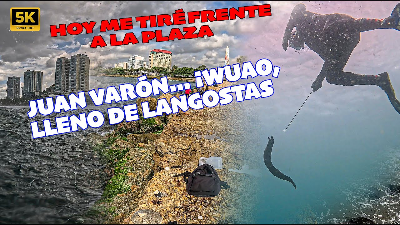 PESCA DE LANGOSTAS FRENTE A LA PLAZA JUAN VARÓN, EN EL MALECÓN DE SANTO DOMINGO