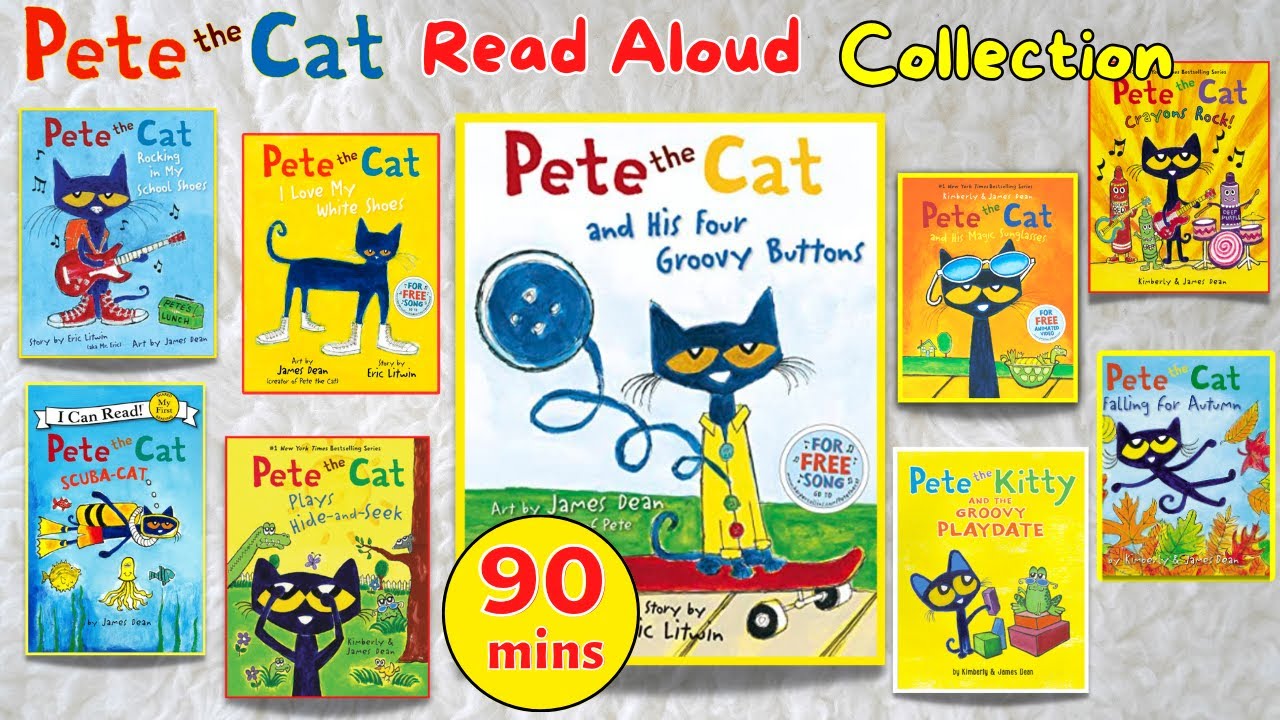 PETE THE CAT Books Read Aloud Compilation  | Animated I Love My White Shoes |His Four Groovy Buttons