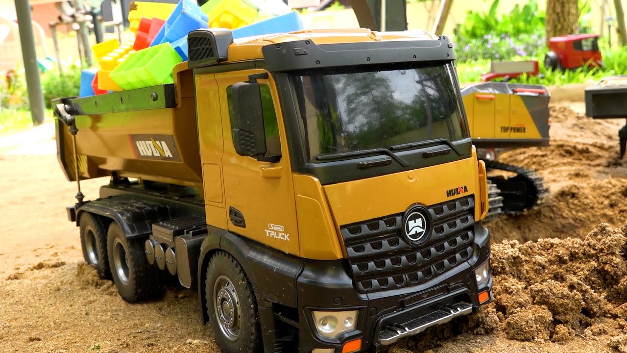 экскаватор грузовик игрушка цветной блок игра для детей Construction Vehicles for Kids