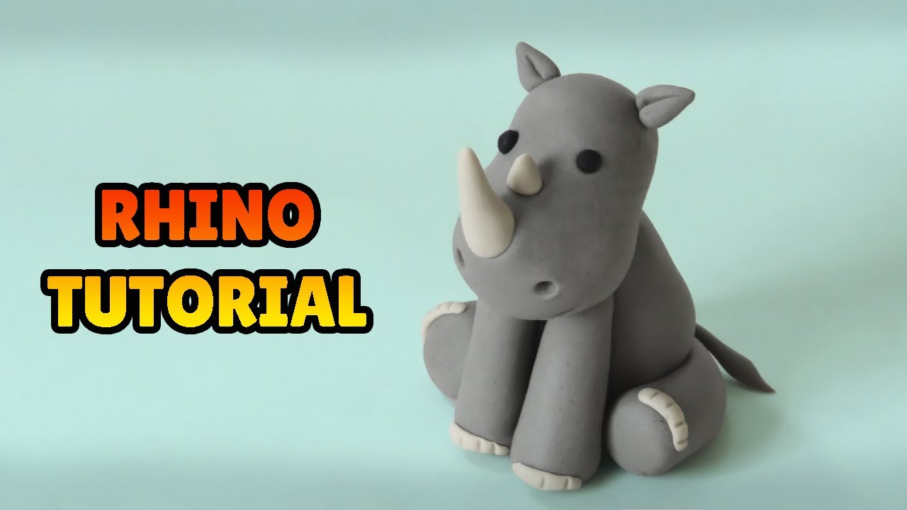 🔴 DIY How to Make RHINO - Easy Polymer Clay, plastilina and Fondant Cakes Tutorial