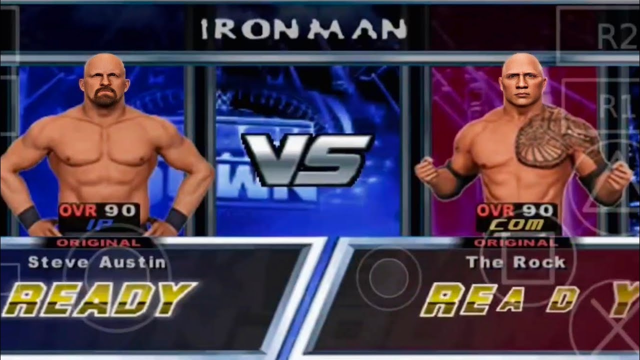 WWE SmackDownpain All Star mod / The Rock vs stone cold / iron man match / aethersx2 mobile 