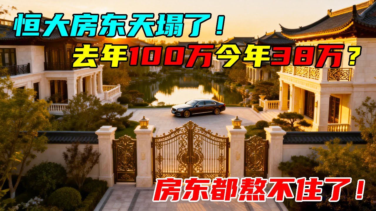 恒大的房东天要塌啦，去年挂100万的房今年成38万，房东：熬不住