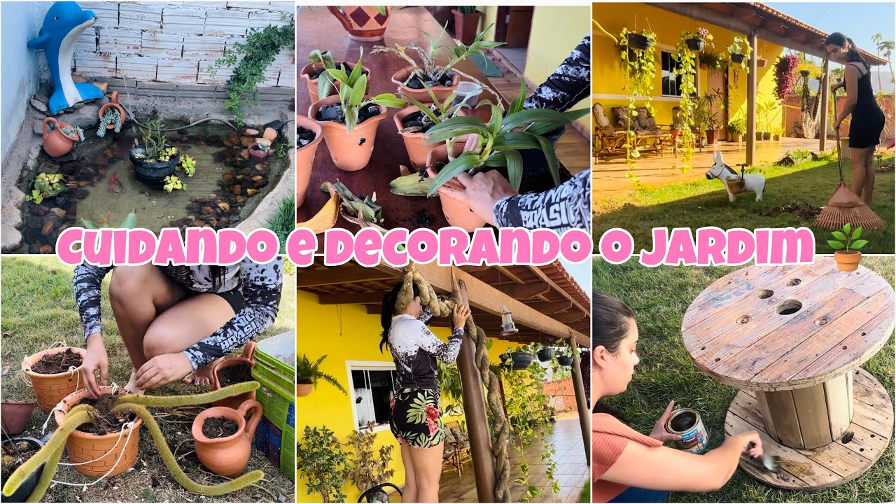 CUIDANDO DO JARDIM➕DECORAÇÕES NOVAS😍🪴