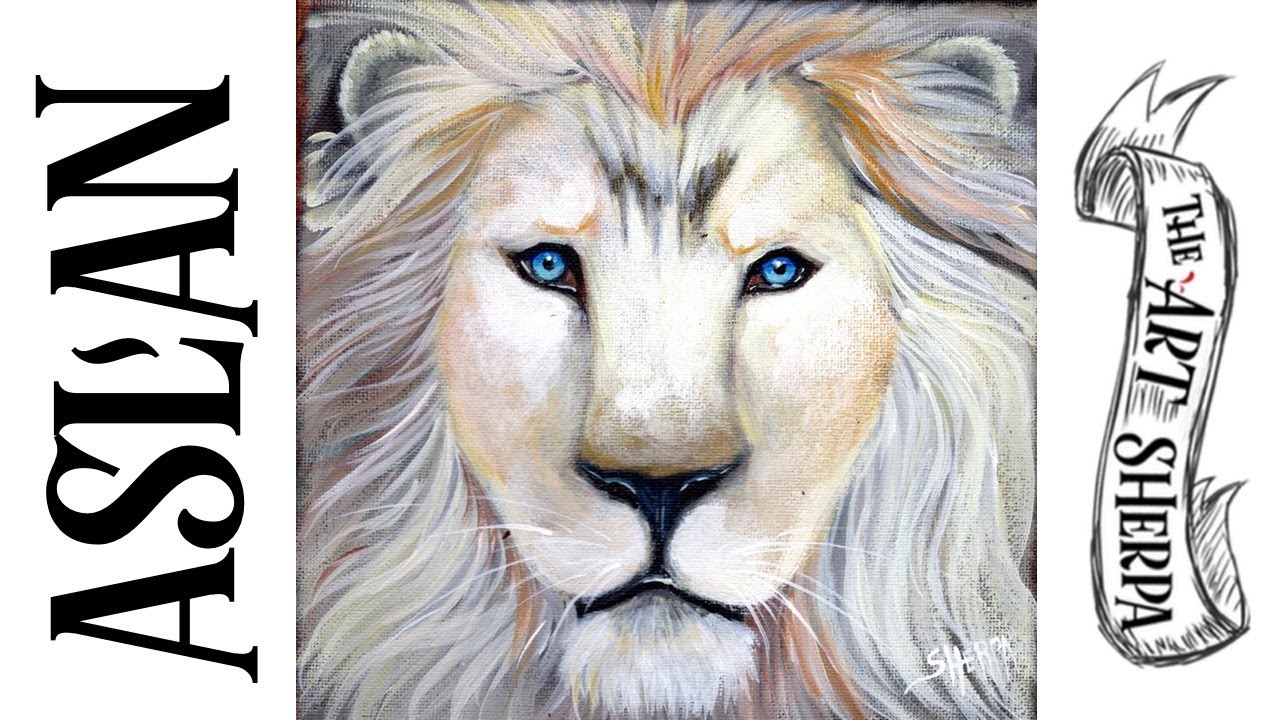 How to paint  Aslan  White Lion In acrylic step by step | TheArtSherpa