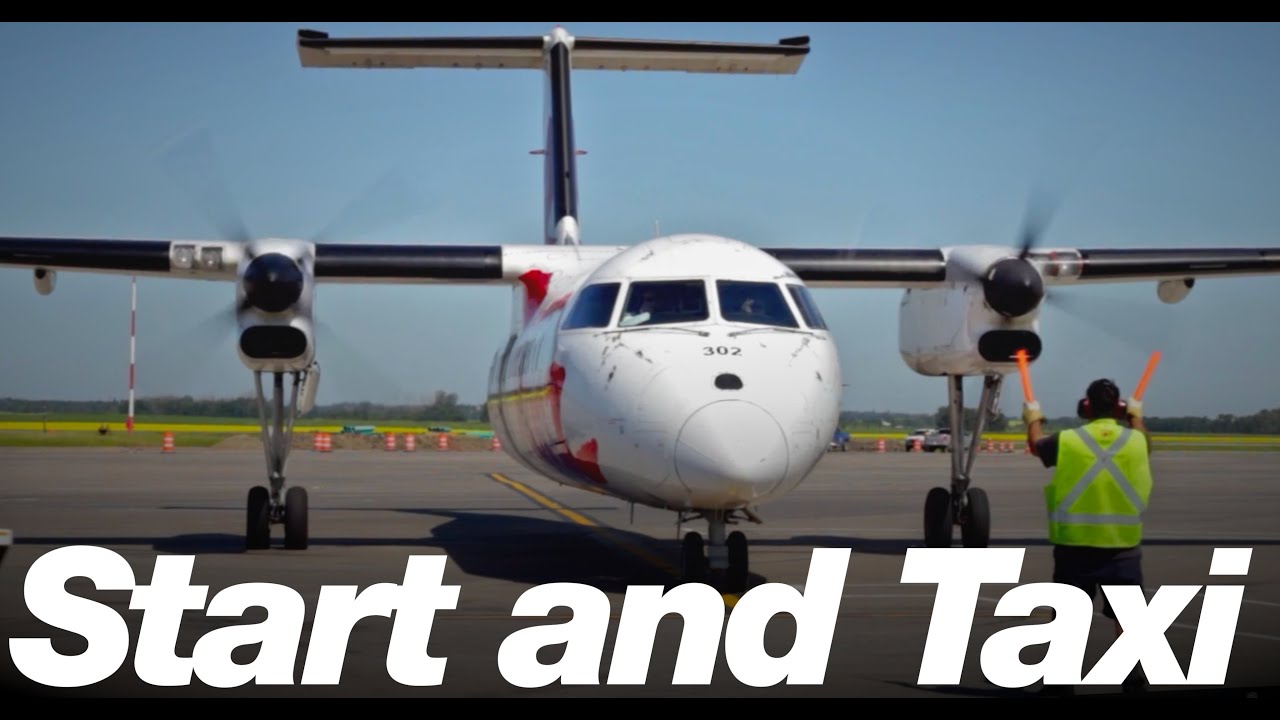 Air Canada Jazz Dash 8 -300 Start and Taxi