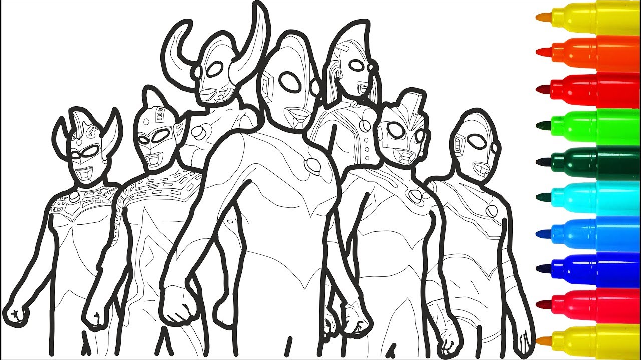 Ultraman Gallery Coloring Pages | Colouring Pages for Kids with Colored Markers