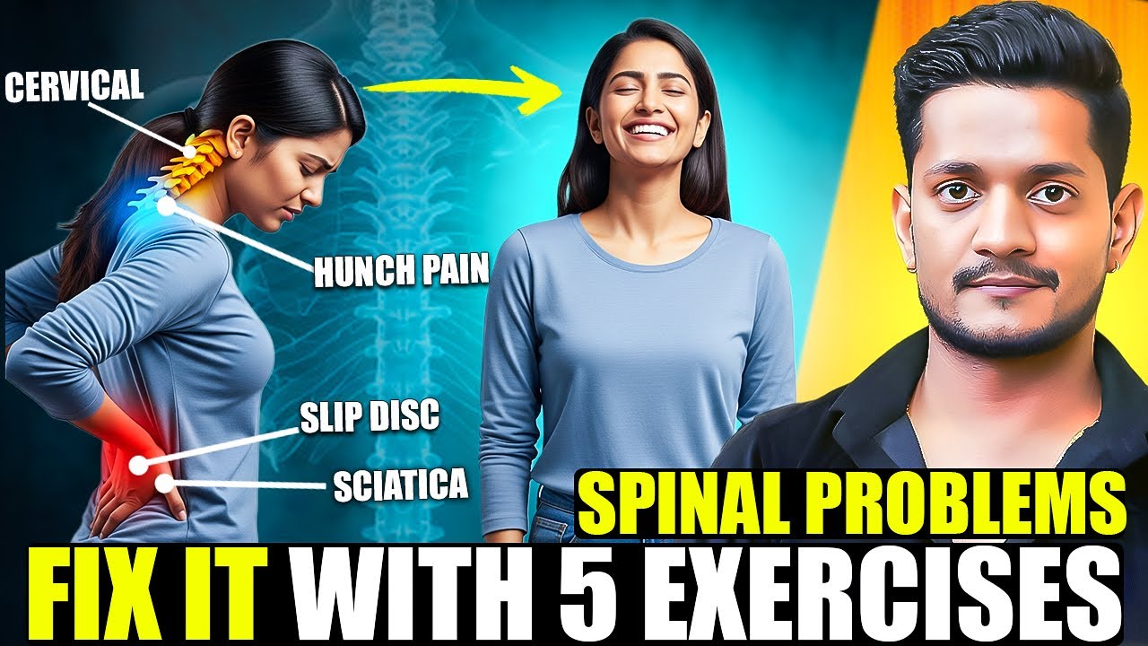 5 Powerful Spine Exercises to Relieve Slip Disc, Back Pain & Sciatica | Swasth Jiwan by Jairam Yoga
