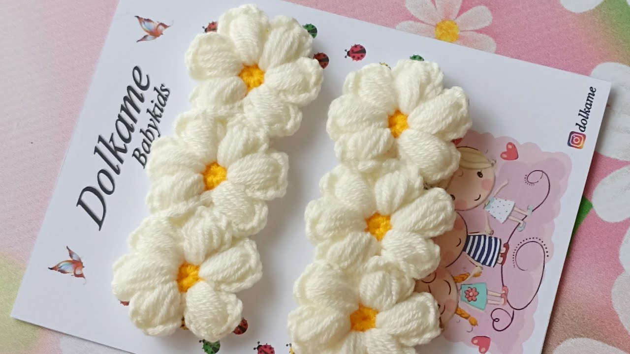 Örgü Üçlü Papatya Tokanın Yapılışı #papatya #papatyatoka #dolkame #örgü #örgütoka