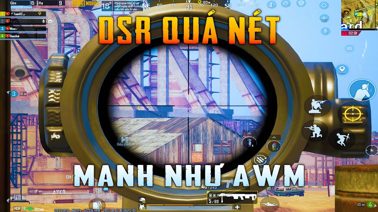 PUBG Mobile — TuanHC впервые играет со снайперской винтовкой DSR. Реалистичный виртуальный урон.