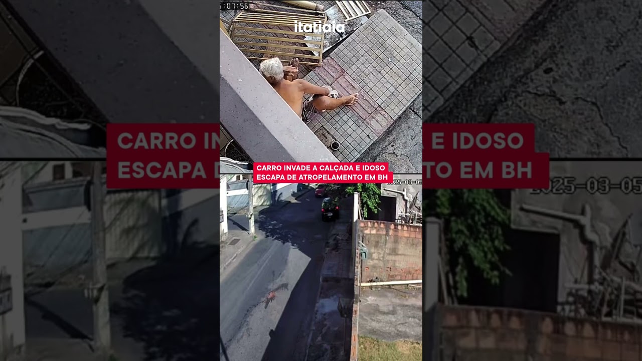 CARRO INVADE A CALÇADA E IDOSO ESCAPA DE ATROPELAMENTO EM BELO HORIZONTE