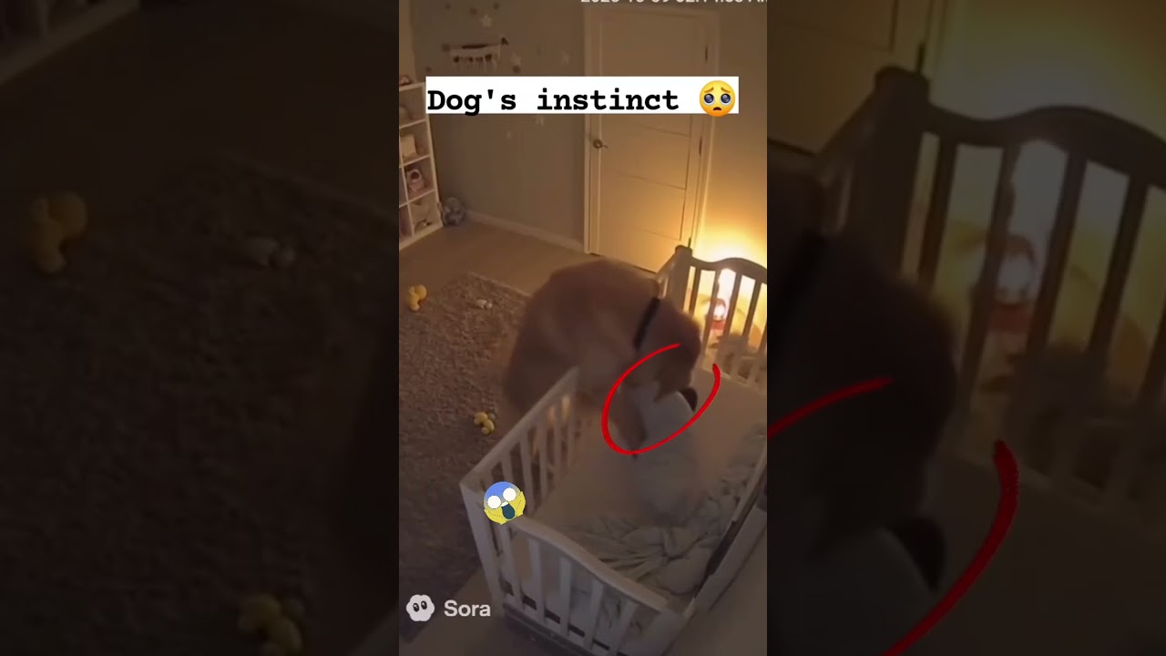 The dog knew something isn't right, he rush to the baby to protect from earthquake.#shorts