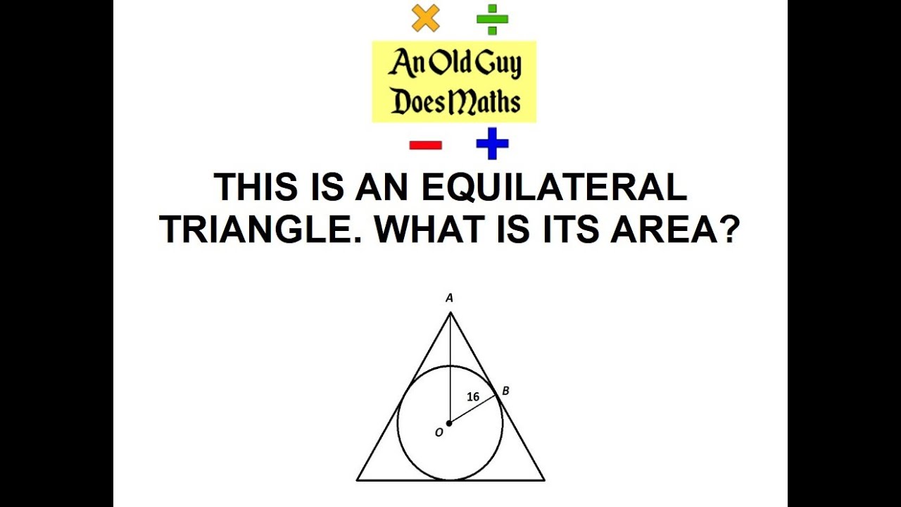 Here is an equilateral triangle with a circle inside it. How do you find its area?