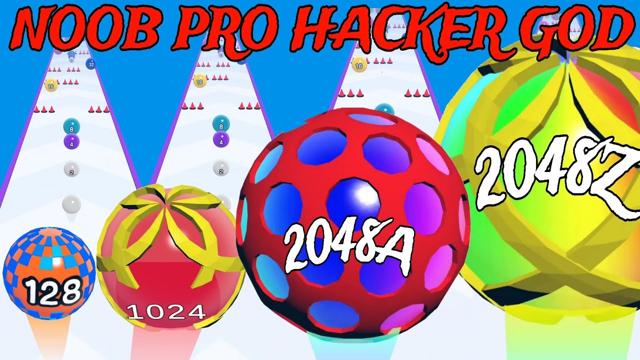 NOOB VS PRO VS HACKER VS GOD   in Ball Run 3D:Number Merge 2048
