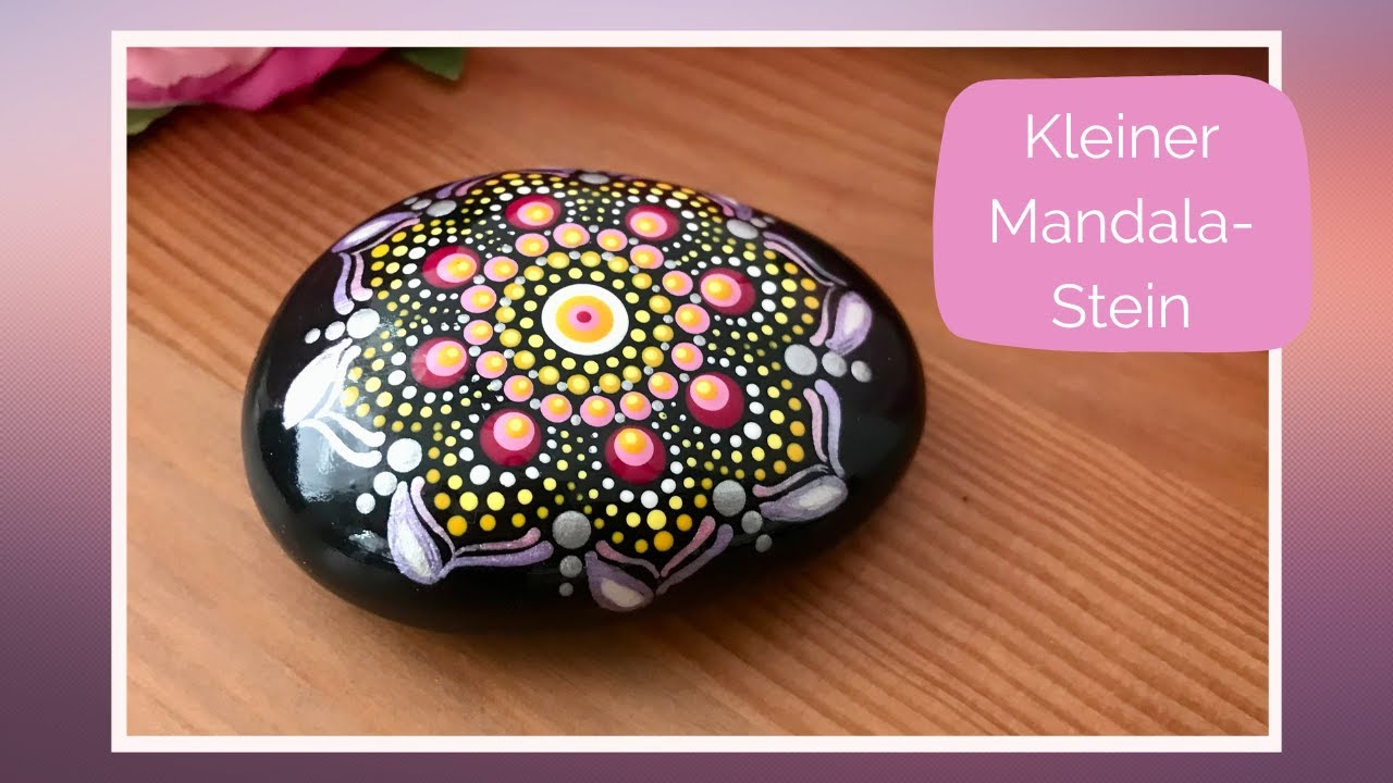 Kleiner Stein mit Mandala Dotpainting Muster