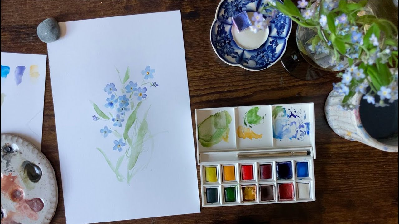 Paint my favorite flower with me | Watercolor Forget-me-nots