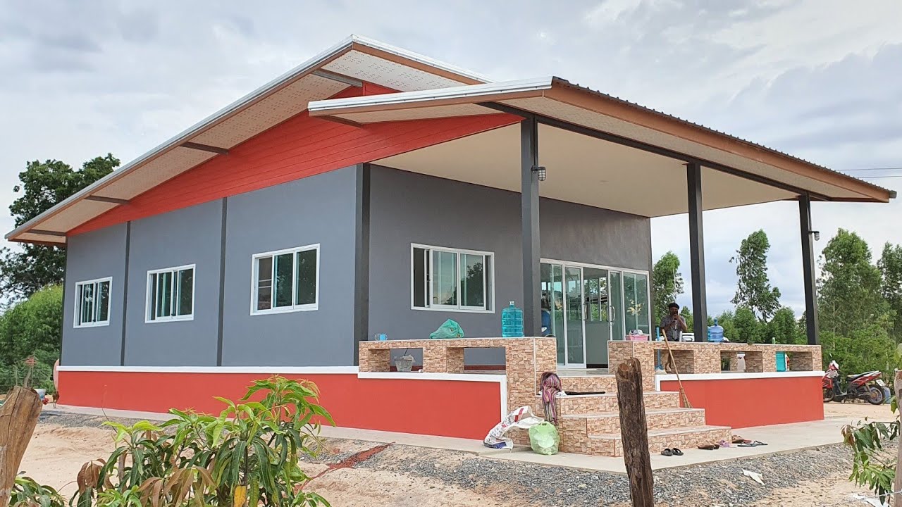 บ้านสไตล์โมเดิร์นขนาด 8x14 เมตร 2 ห้องนอน 1 ห้องน้ำ 1 ห้องครัว สวยหรูดูสบายตา