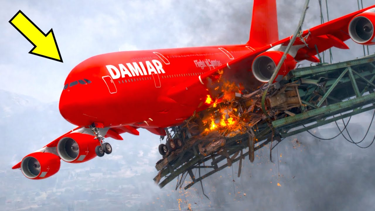 Airplane Crashes Into A Massive Bridge And Then Falls Into The Water | GTA 5