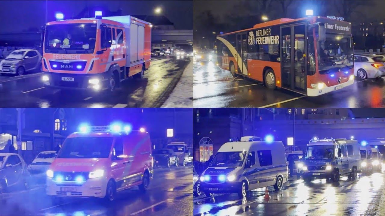 [🚨AMOK-ALARM AN GRUNDSCHULE🏫] Einsatzfahrten 》GW-San, MTF3 unm. || Berliner Feuerwehr & Polizei