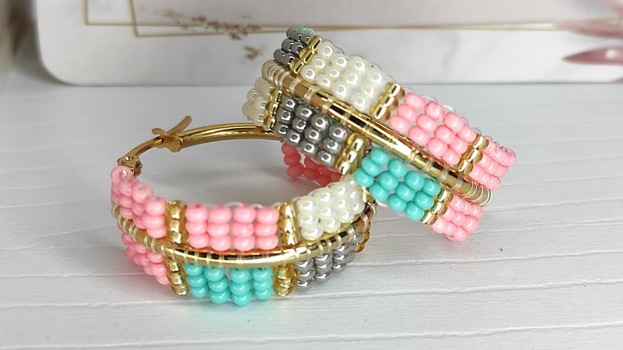 ❤️Candongas tejidas con mostacillas/ arracadas/How to make beaded jewerly- Beading Tutorial